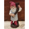 Antique plaster elf with a drinking horn/candleholder, h: 11,5 cm.
