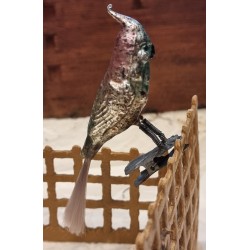 Antikt glaspynt, kakadue med farvet hale, l: 13 cm.