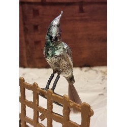 Antique glass ornament, cockatoo with coloured tail, l: 13 cm.