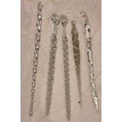 Antikt glaspynt, istapper, l. 15 - 11,5 cm. (5stk.)