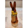 Antik candycontainer, hare med kurv, papmachè, h: 23 cm.