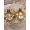 Antique glass ornament, woman head, h: 4 cm.