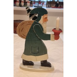 Old Santa, from 1941, in wood, with sack, tree and candle, h: 26 cm.