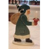 Gammel julemand/træ med sæk, træ og lys, 1941, h: 26 cm.