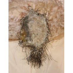 Antikt tinsel pynt med Jesus barn, voks, h: 7,5 cm.