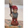 Antique plaster elf/gnom with candleholder, h: 10,5 cm.