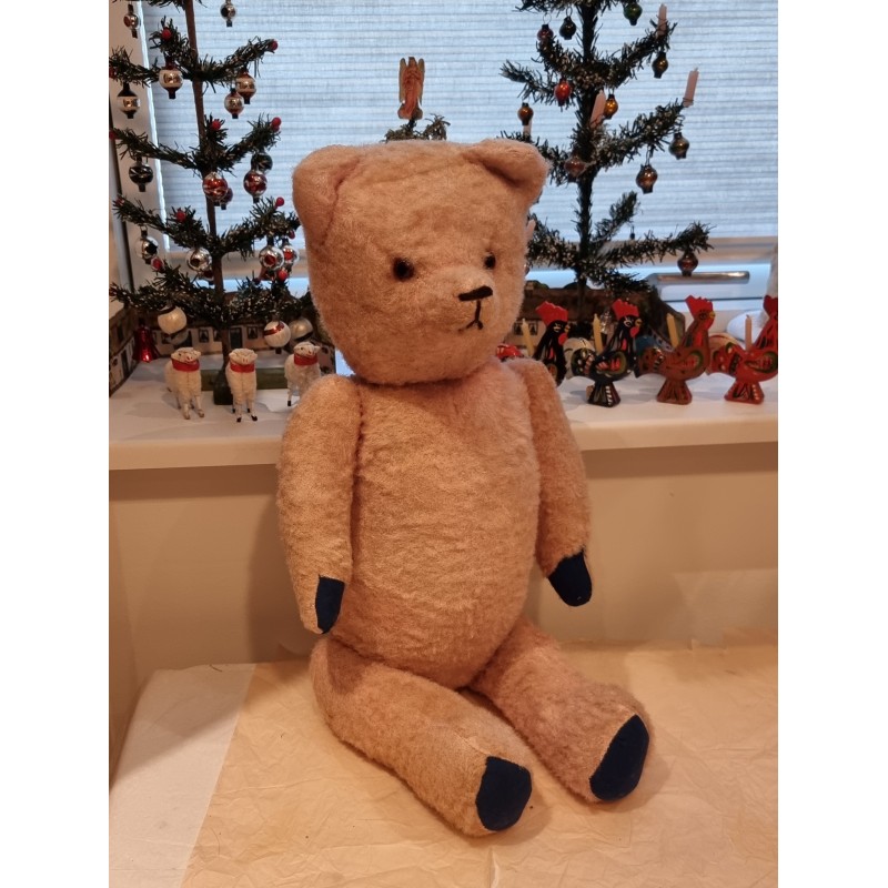 Gammel lyserød Holstebro bamse (1945 - 1961), h: 60 cm.