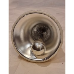Tall old bell in glass with "snow" pattern, size: 11 x 9 cm.
