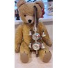 Antique glass ornament, tree top with decoration, wire, bells and tinsel, h: 32 cm.