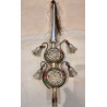 Antique glass ornament, tree top with decoration, wire, bells and tinsel, h: 32 cm.