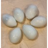 6 gamle porcelænsæg/lokkeæg fra Holmegård, l: 7 cm. (6 stk)