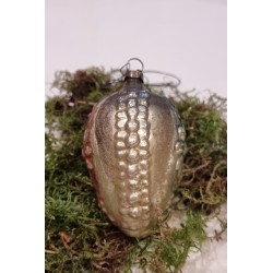 Antique glass ornament, art nouveau, flowers, pink/turkis, h: 7 cm.