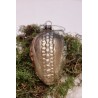 Antikt glaspynt, jugend, blomster, pink/turkis, h: 7 cm.