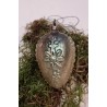 Antique glass ornament, art nouveau, flowers, pink/turkis, h: 7 cm.