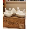 2 old egg hen/salt cellar + 1 nest egg, size: 7 x 9 cm (hen). (3x)