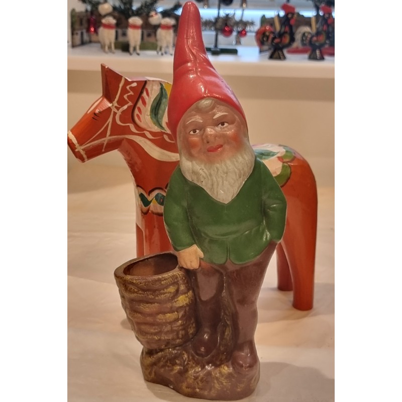 Tall ceramic elf/gnom with a bowl, h: 31 cm.