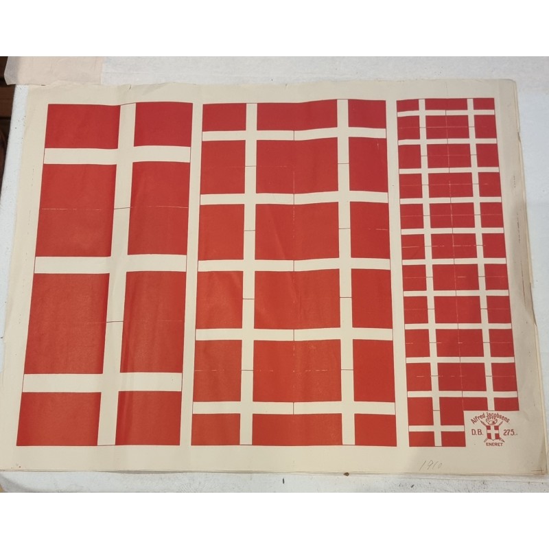 2 old full sheet, 1910, Alfred Jacobsen, Dannebrogsflag, size: 34 x 44 cm. (2x)