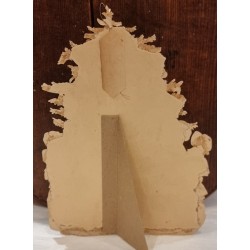 Tall antique scrap/cardboard, Santa and children from 1880, h: 25 cm.