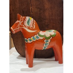 Stor gammel Dalar hest, h: 25 cm.