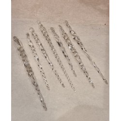 Antique glass ornament, 7 icicles, h: 11 - 7,5 cm. (7x)