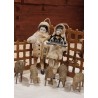 Cotton ornament, doll with antique bisquit head and sledge, h: 13 cm.