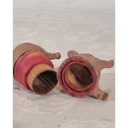 Antique Chimney Sweeper in silk clothes with reel hair and glass eyes + pig, candycontainer, size: h: 21 cm x l: 16,5 cm (pig)