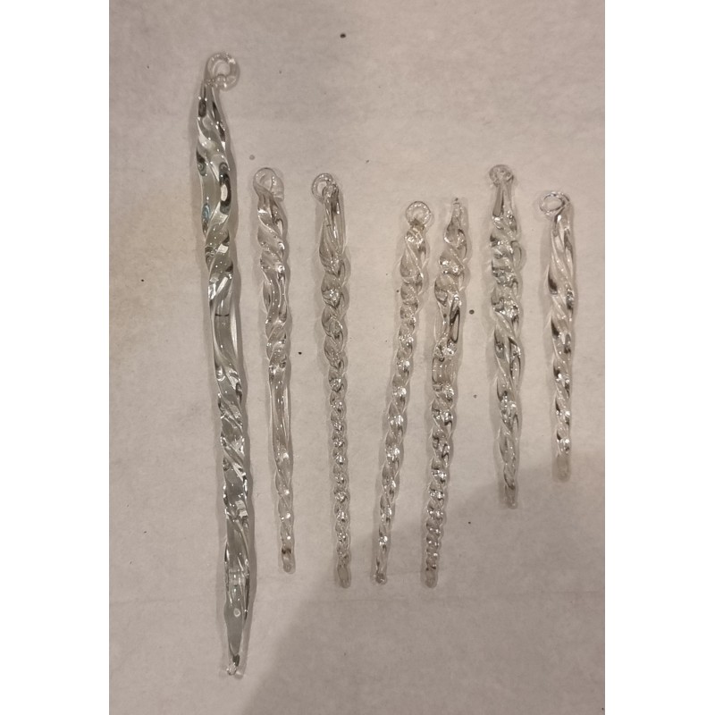 Antique glass ornaments, 7 icicles, h: 13 - 6 cm. (7x)