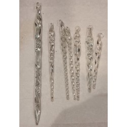 Antique glass ornaments, 7 icicles, h: 13 - 6 cm. (7x)