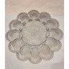 Old pressed glass, egg platter for 12 eggs, Ø: 24 cm.