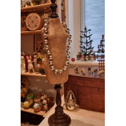 Antique glass ornament, silver garland with pattern, l: 52 cm.