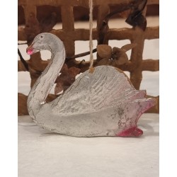 Antikt pap pynt, svane, mål: 5,5 x 7,5 cm.