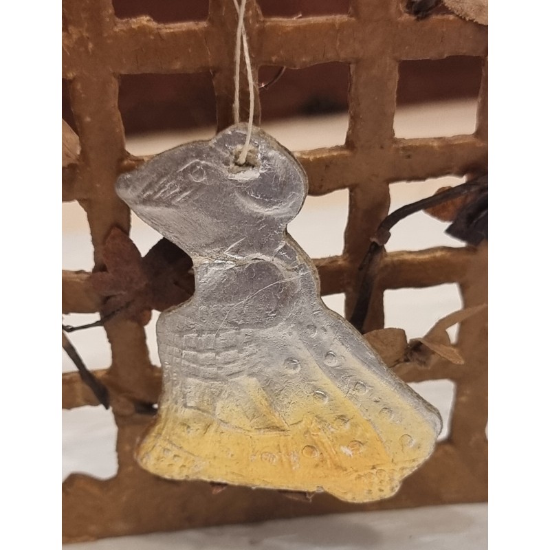 Antique cardboard ornament, mouse, h: 6 cm.