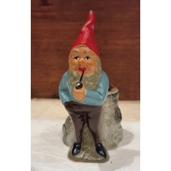 Old ceramic gnom/elf with a pipe, Heissner, h: 13 cm.