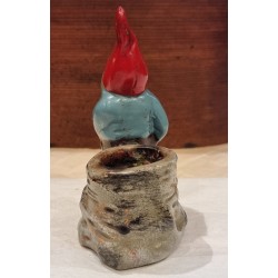 Old ceramic gnom/elf with a pipe, Heissner, h: 13 cm.