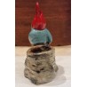 Gammel keramiknisse, Heissner med pibe, h: 13 cm.