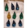 9 old small orig. glass Santas/gelatine, h: 4 cm.