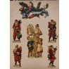 Page of antique scrap pictures, Santas and more, size: 31 x 23 cm.