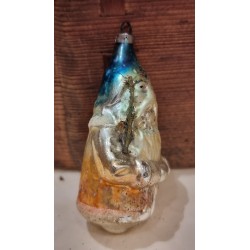 Antique glass ornament, Santa, h: 8 cm.
