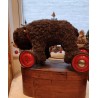 Old Steiff Bear on wheel, size: 33 x 57 cm.