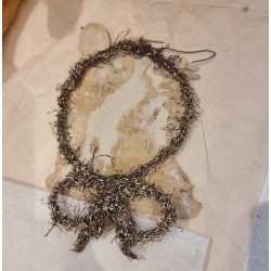 Antique tinsel ornament with snow children, h: 13 cm.