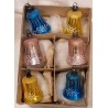 Box with old glass ornament, bells with pattern, pastel, h: 5 cm.