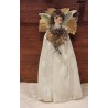 Old tinsel/crepe ornament, angel head on leaf, h: 18 cm.