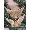 Angel hanger with antique Dresden wings/stone dust, size: 6,5 x 9,5 cm.