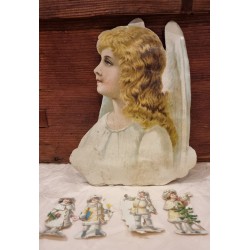 Antique scrap, angel, h: 15,5 cm.