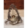 Antik tinsel-, vat- og glas pynt med engel, h: 13 cm.