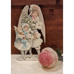 Antique scrap from 1880, Angels, h: 16 cm.