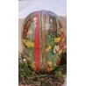 Antique cardboard Easter egg, girl and bunny, h: 11 cm.