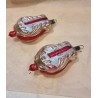 Antique glass ornament, stringed instrument, red/pink, h: 9 cm.