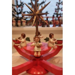 Gammel adventsstage fra Erzgebirge med 4 Wendt und Kühn engle, h: 27 cm, Ø: 34 cm.