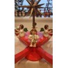 Old Advent candle holder from Erzgebirge with 4 Wendt und Kühn angels, h: 27 cm, Ø: 34 cm.